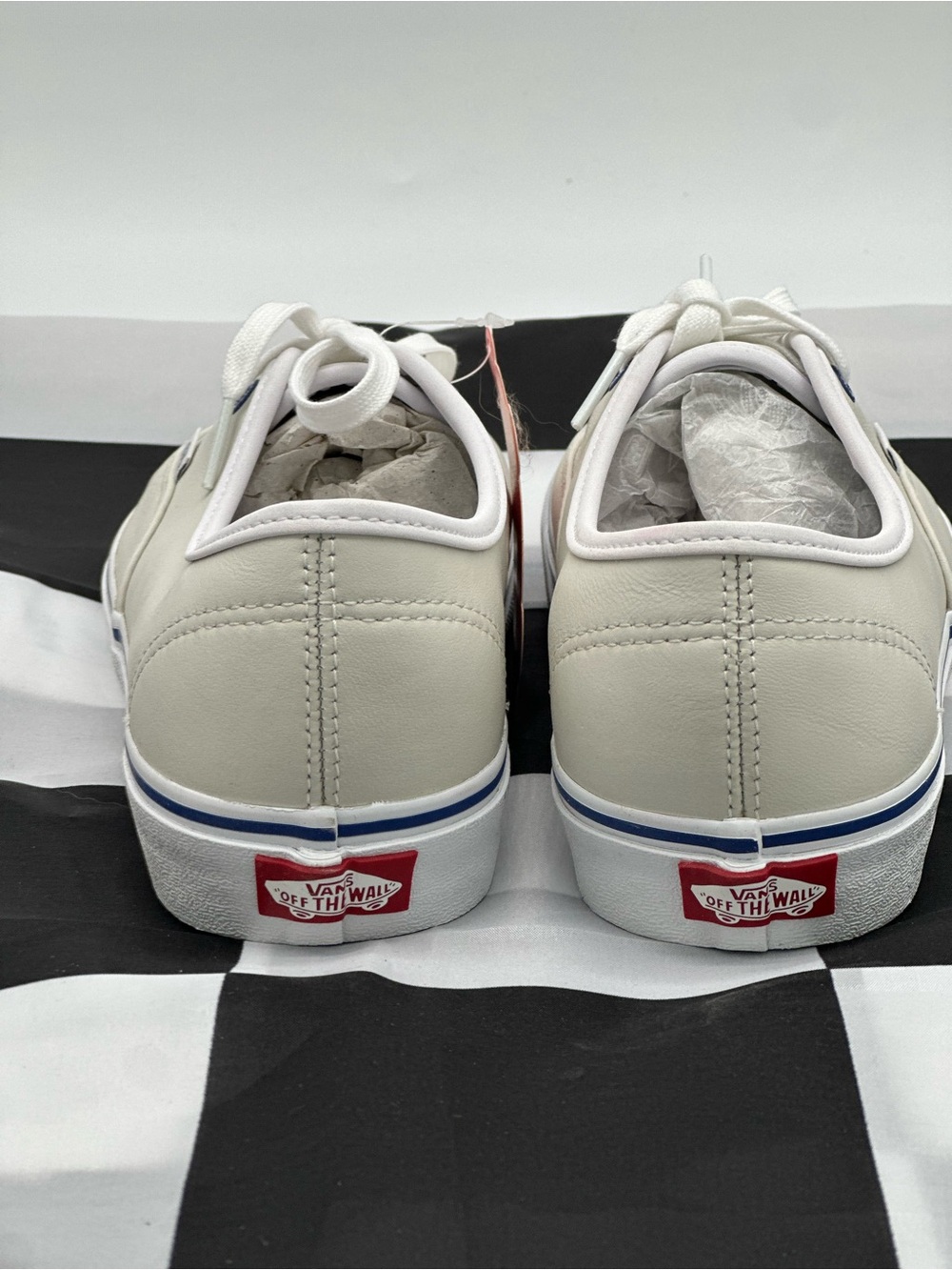 Vans Low-Top Sneakers in Off-White with Navy Trim - Picture 9 of 11